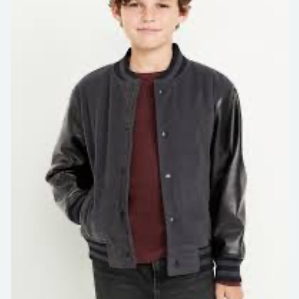 Old Navy Black and Gray Varsity Jacket